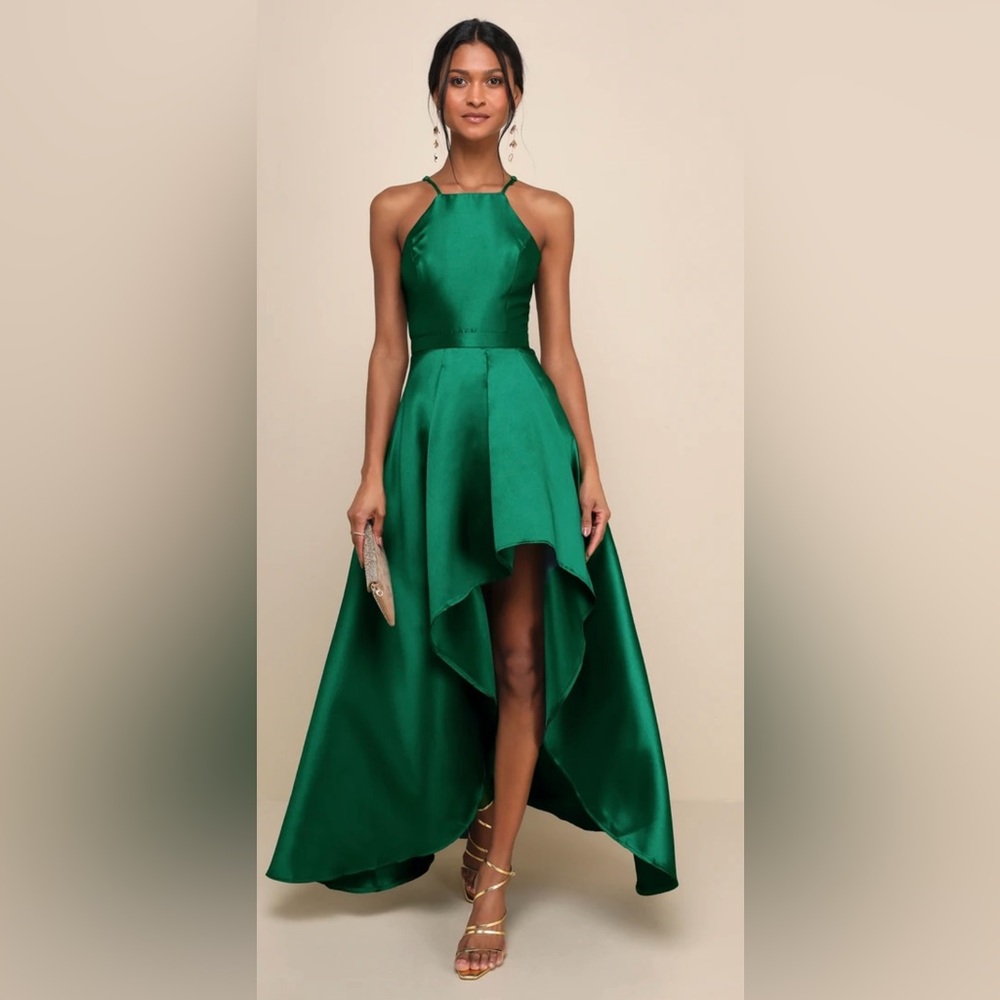 Elegant Green Halter Dress, prom, size 10